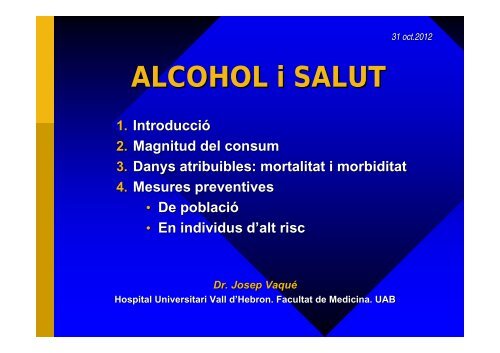 ALCOHOL i SALUT - Hospital Vall d'Hebron