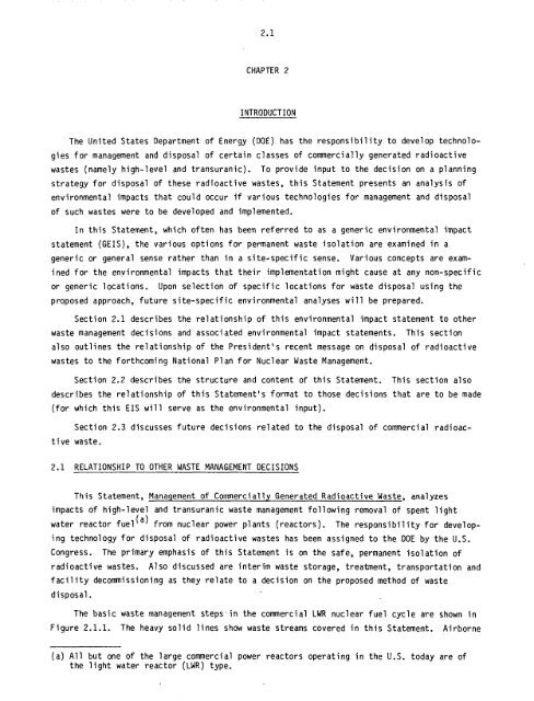 Management of Commercially Generated Radioactive Waste - U.S. ...