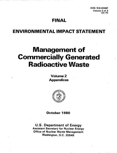 Management of Commercially Generated Radioactive Waste - U.S. ...