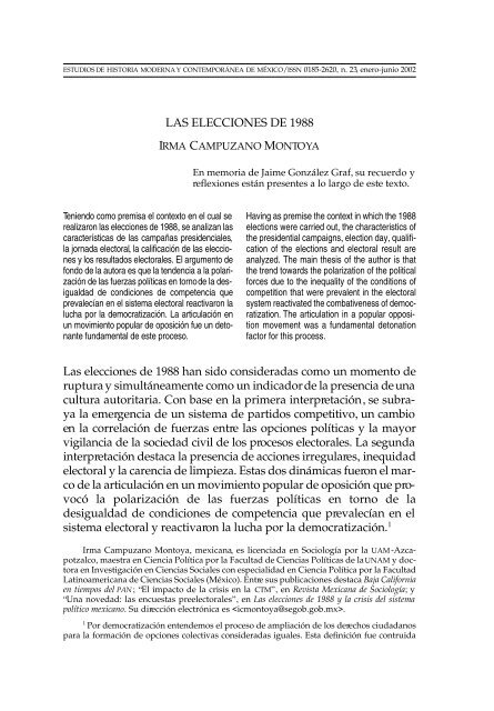 Las elecciones de 1988 - E-journal - UNAM
