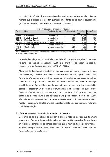 informe de sostenibilitat ambiental pel pla d'ordenació urbanística ...