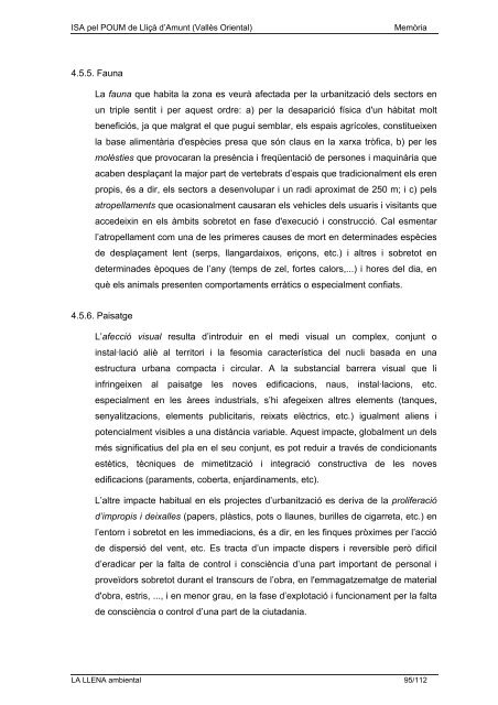 informe de sostenibilitat ambiental pel pla d'ordenació urbanística ...