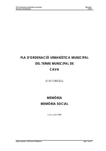 pla d'ordenació urbanística municipal del terme municipal de cava ...