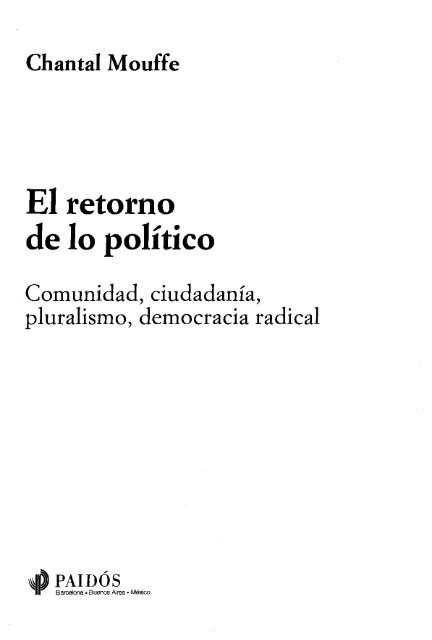 El retorno de lo politico - Facultad de Periodismo y Comunicación ...