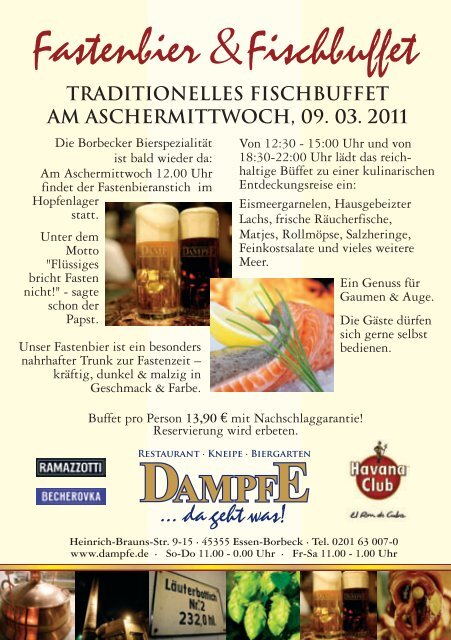 Traditionelles Fischbuffet Am Aschermittwoch, 09. 03. 2011 - Dampfe