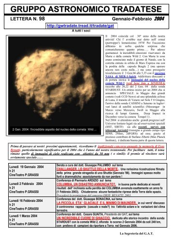 Lettera n. 98 - Gruppo Astronomico Tradatese