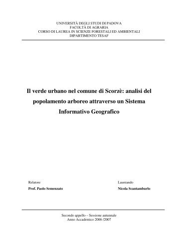 Il verde urbano nel comune di Scorzè: analisi del popolamento ...