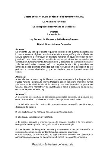 Ley General de Marinas y Actividades Conexas - OCAMAR