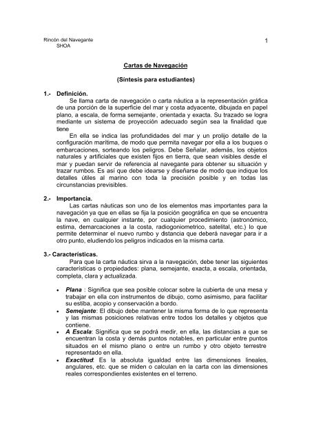 1 Cartas de Navegación (Síntesis para estudiantes) 1 ... - Shoa