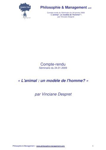 Compte-rendu « L'animal : un modèle de l'homme? - Philosophie ...