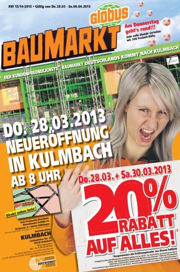 20RABATT % Do.28.03. + Sa.30.03.2013 - Globus Baumarkt