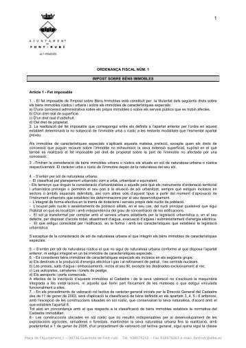 Ordenances Fiscals 2012- Impostos i Taxes - Ajuntament de Font-rubí