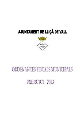 Ordenances Fiscals 2013 - Ajuntament de Lliçà de Vall