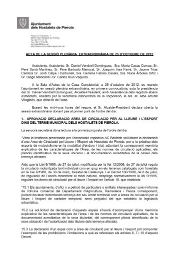 Acte ple extraordinari de 25 d'octubre de 2012 - Ajuntament dels ...