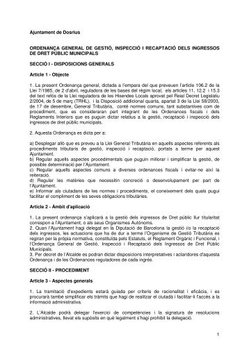 Document de tràmit Llibre Ordenances 2007.pdf - Ajuntament de ...