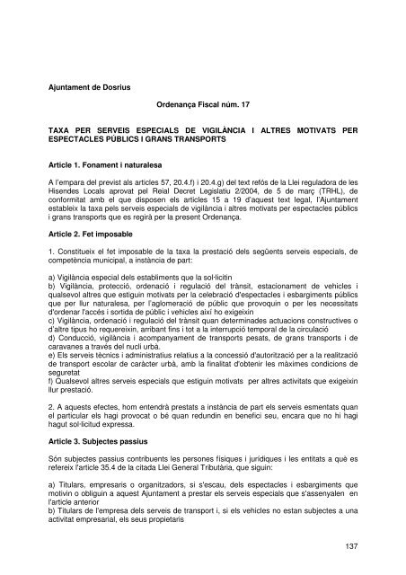 Document de tràmit Llibre Ordenances 2007.pdf - Ajuntament de ...