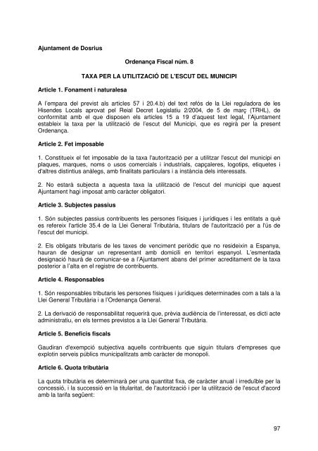 Document de tràmit Llibre Ordenances 2007.pdf - Ajuntament de ...