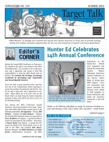 Target Talk Newsletter - Summer 03, Hunter Education Instructors ...