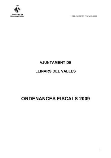 ORDENANCES FISCALS 2009 - Ajuntament de Llinars del Vallès