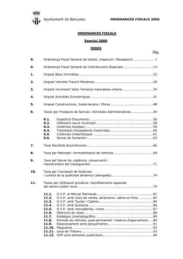Ordenances Fiscals 2009 - Ajuntament de Banyoles