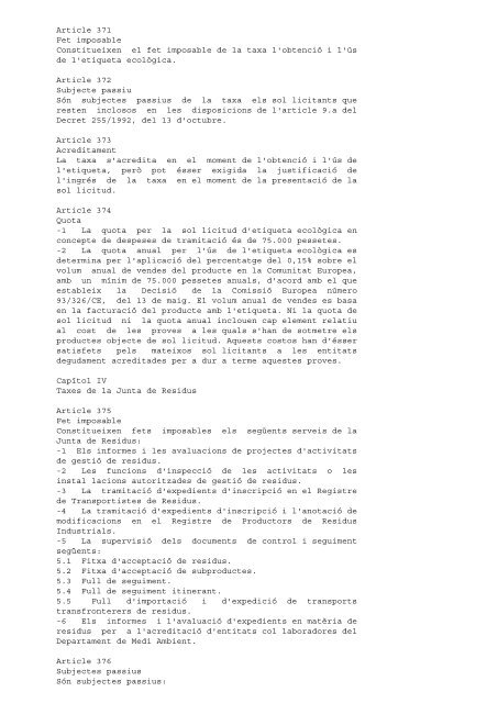 Legislació comuna aplicable Decret183/1981 de 2 de juliol, de ...