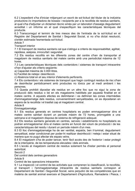 Legislació comuna aplicable Decret183/1981 de 2 de juliol, de ...