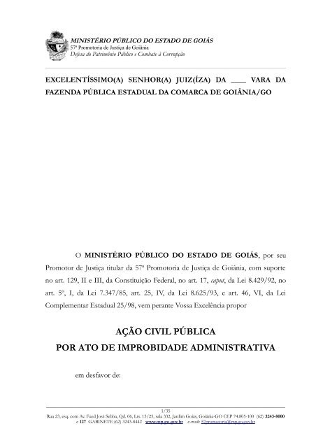 ação civil pública por ato de improbidade administrativa - Ministério ...