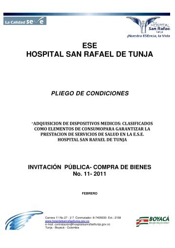 invitación - ESE Hospital San Rafael Tunja
