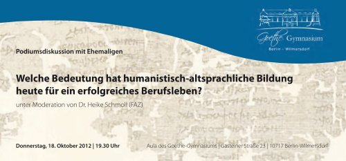 Welche Bedeutung hat humanistisch-altsprachliche  Bildung heute für