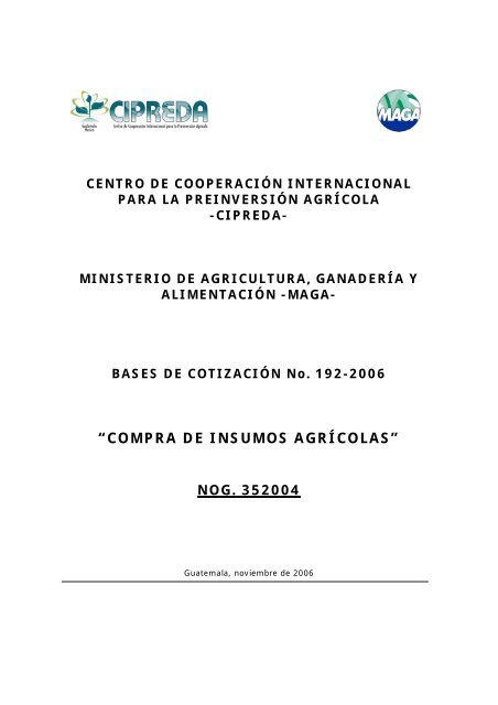 “COMPRA DE INSUMOS AGRÍCOLAS” - Guatecompras