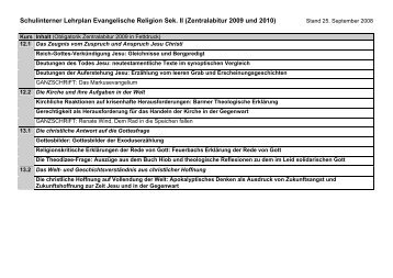 Schulinterner Lehrplan Evangelische Religion Sek ... - Goetheschule