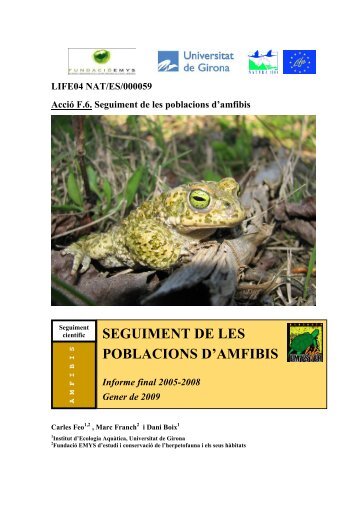 seguiment de les poblacions d'amfibis - Projecte LIFE EmysTer