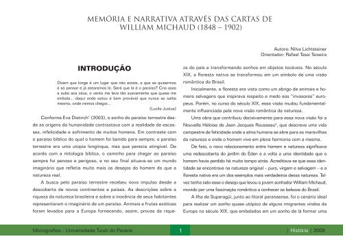 memória e narrativa através das cartas de william michaud