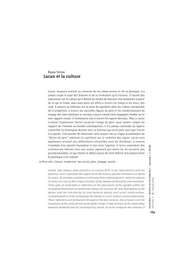 Lacan et la culture - Editora Escuta