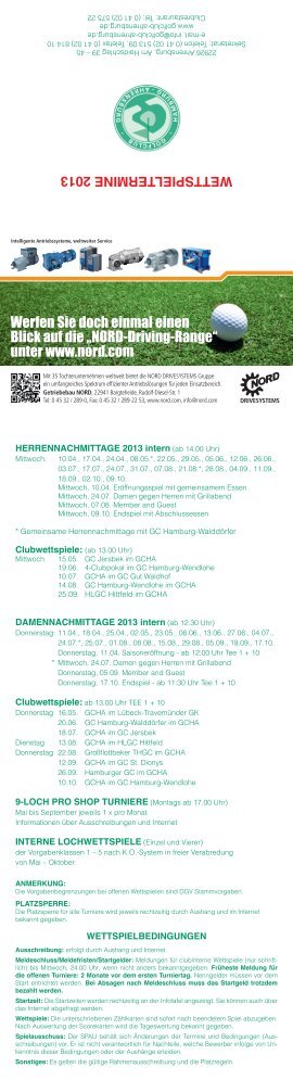 wettspieltermine 2013 - Golfclub Hamburg-Ahrensburg