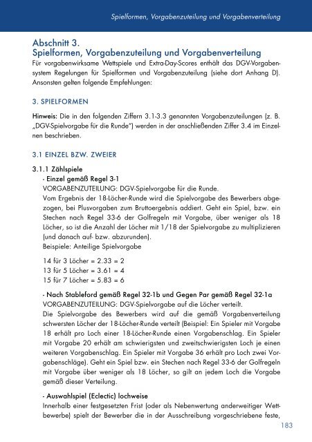 Abschnitt 3. Spielformen, Vorgabenzuteilung und ... - Golf.de