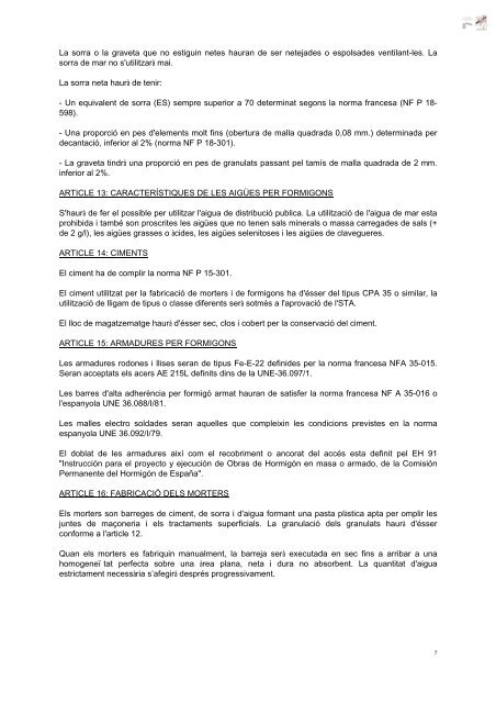 PLEC DE CONDICIONS TÈCNIQUES PARTICULARS