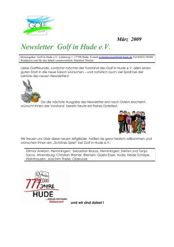 März 2009 Newsletter Golf in Hude eV