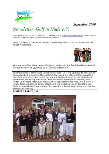 September 2009 Newsletter Golf in Hude eV