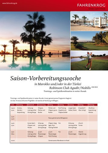 Saison-Vorbereitungswoche - Golf-Club Kitzeberg