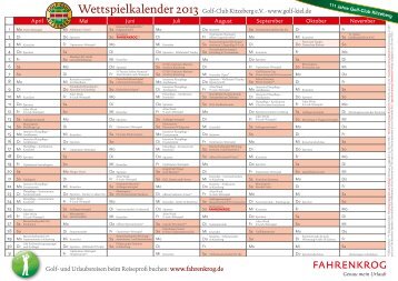 Wettspielkalender 2013 - Golf-Club Kitzeberg