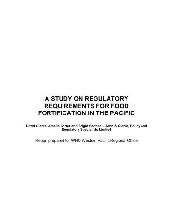 A study on regulatory requirements for food fortification in the Pacific