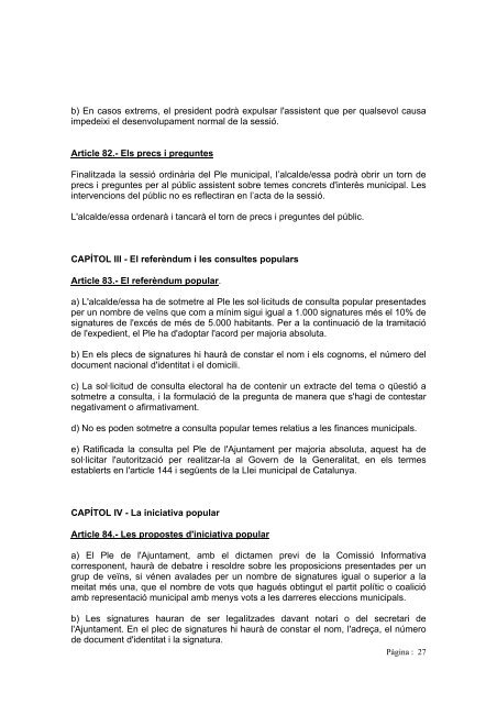 Reglament Orgànic Municipal - Ajuntament d'Arenys de Munt