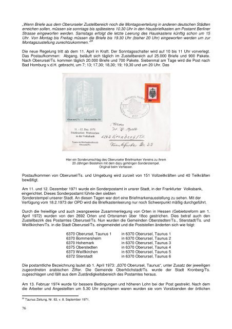 Postgeschichte Oberursel - Verein für Geschichte und Heimatkunde ...