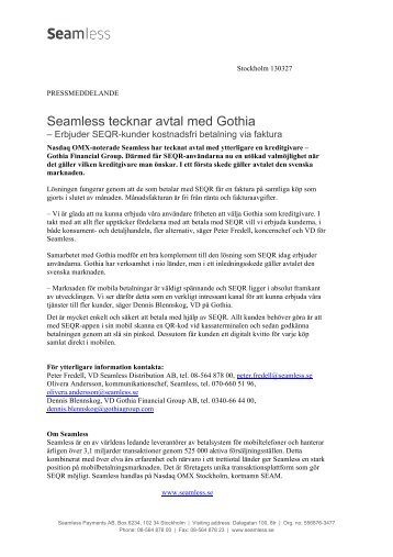 Seamless tecknar avtal med Gothia - Gothia Financial Group
