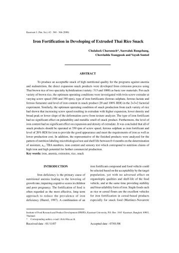 Iron Fortification in Developing of Extruded Thai Rice ... - ThaiScience