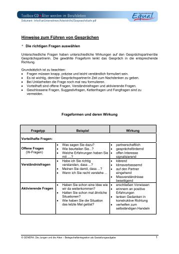 Hinweise zum Führen von Gesprächen - GPI