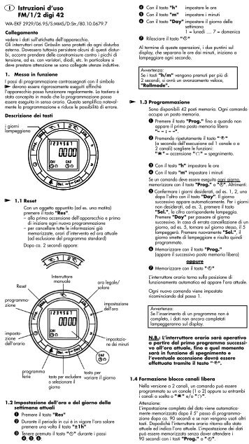 Istruzioni d'uso FM/1/2 digi 42 - Graesslin.de