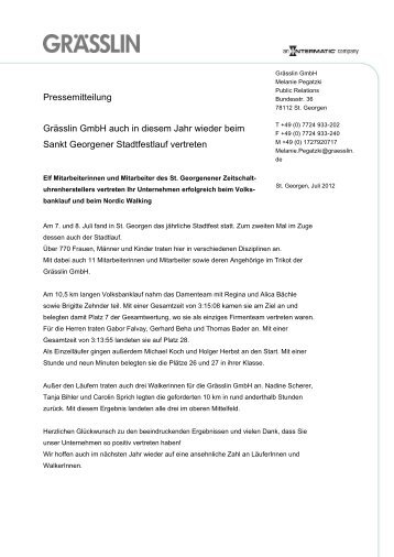 Pressemitteilung Grässlin GmbH auch in diesem Jahr ... - graesslin.de