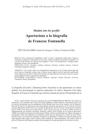 aportacions a la biografia de Francesc Fontanella - Nise